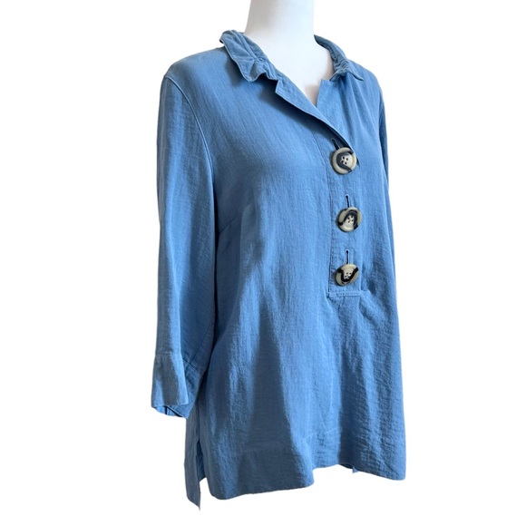 John Mark Light Blue 3/4 Sleeve Tunic Size L - Picture 3 of 9